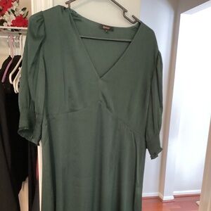 Green silk mini dress